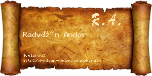 Radván Andor névjegykártya