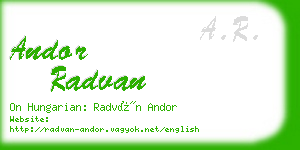 andor radvan business card